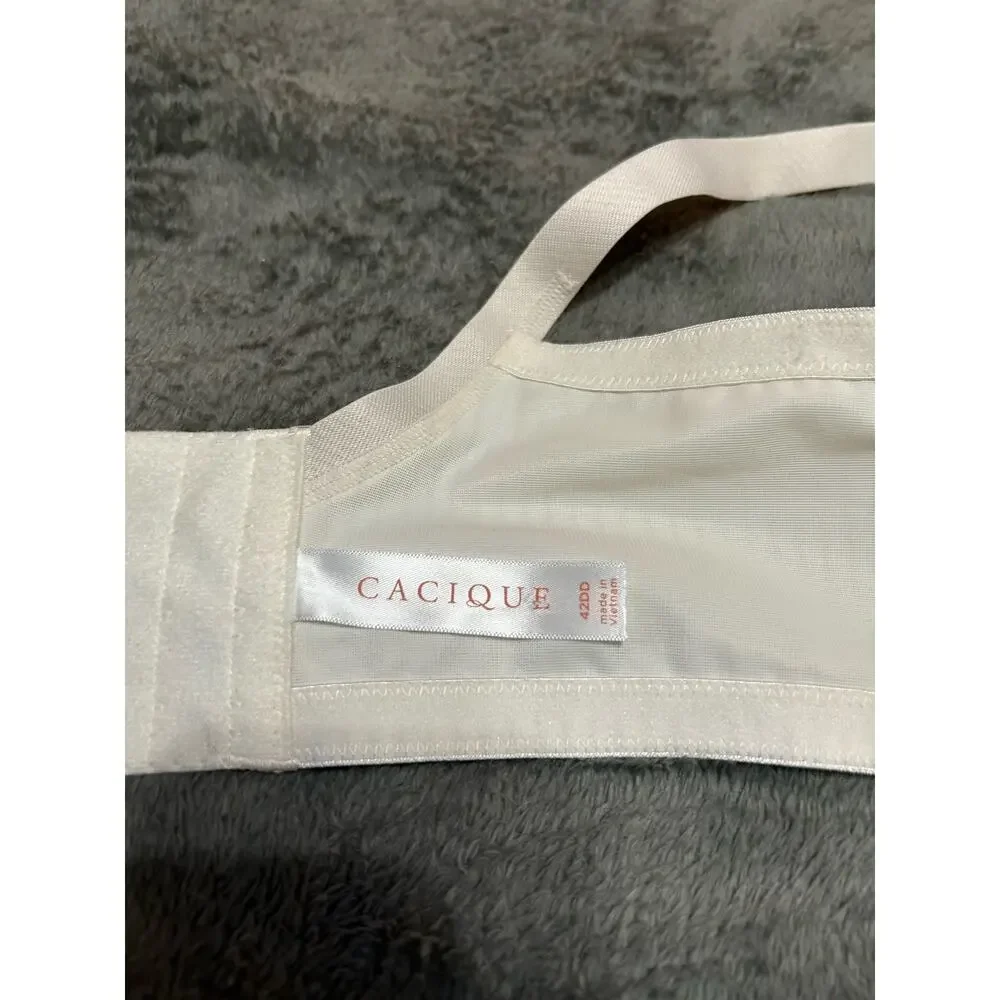 Cacique Simply Wire Free T-shirt Bra, cream with gold stripes and lace, 42DD - Picture 11 of 15